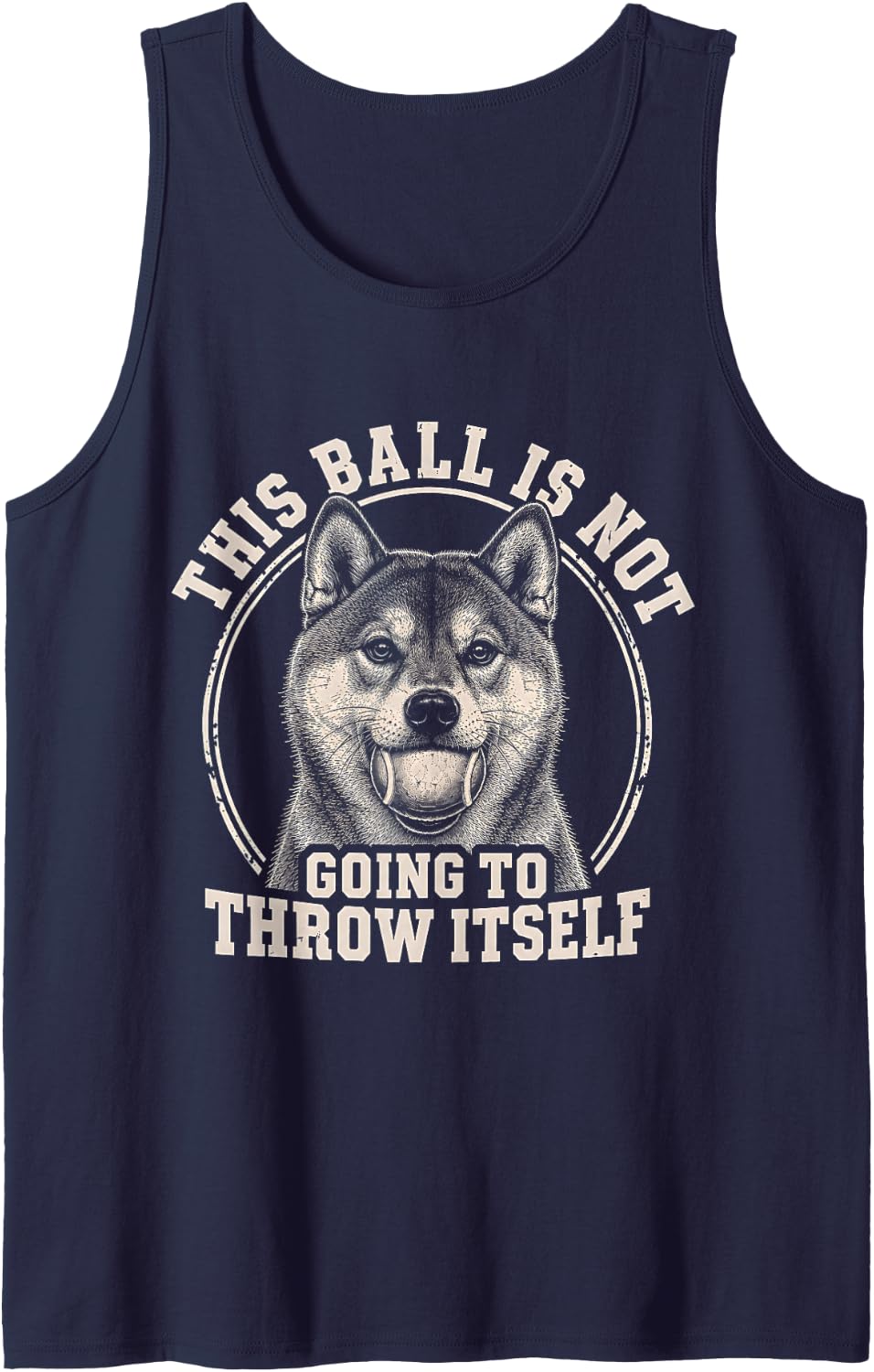 Shiba Inu Ball Sleeveless Tank Top - Navy Blue