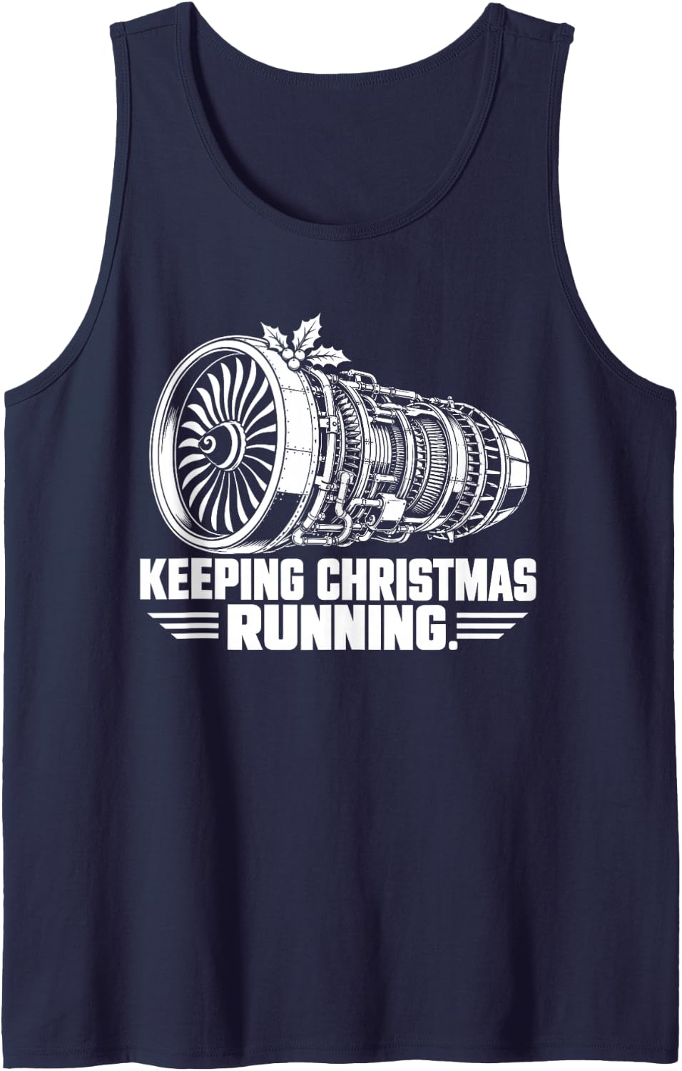 Keeping Christmas Running Aircraft Mechanic Sleeveless Tank Top - Navy Blue