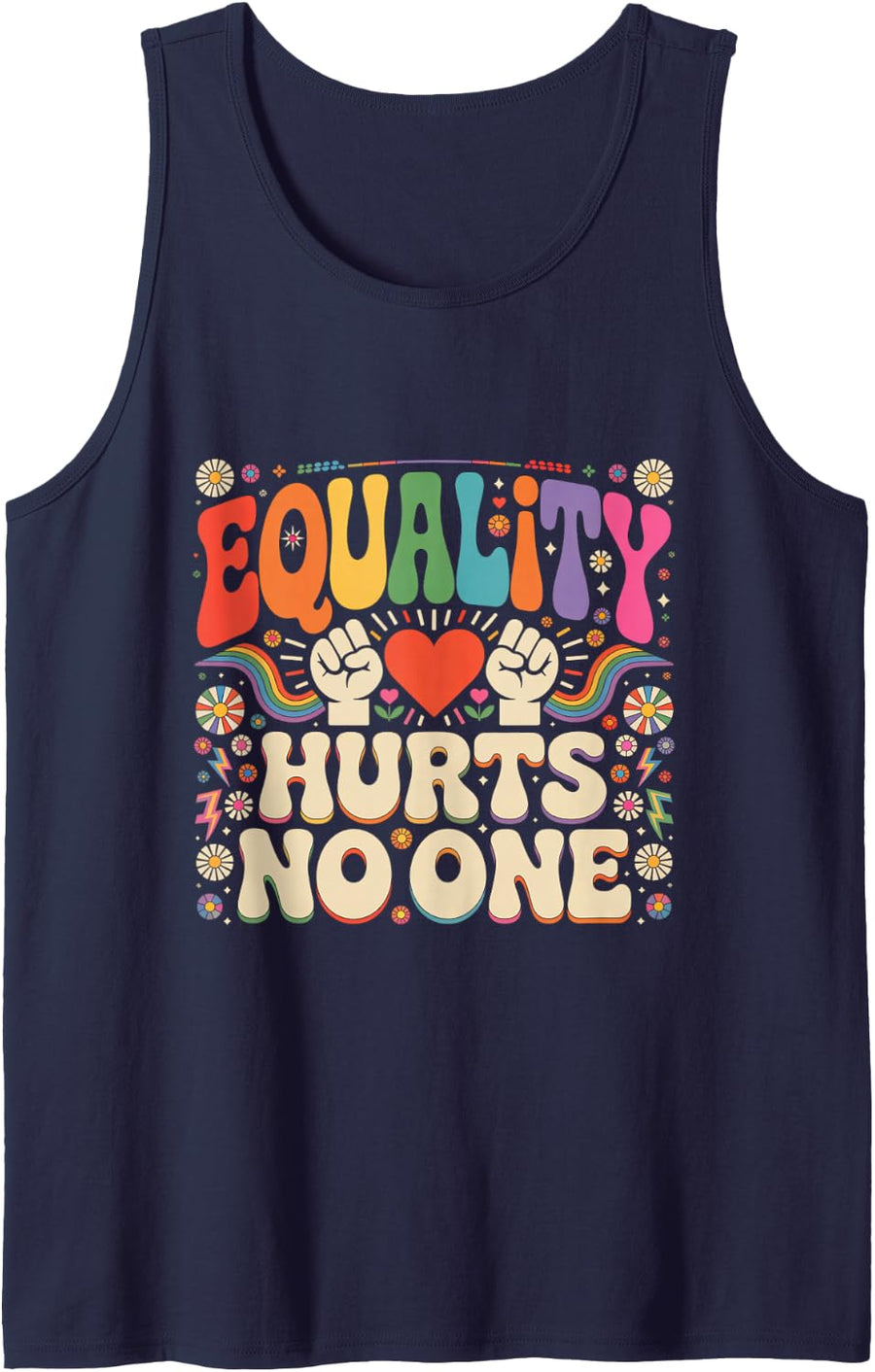 Equality Hurts No One Human Rights Pride Sleeveless Tank Top - Navy Blue