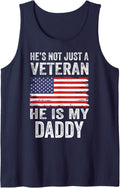 US American Flag He is My Daddy Veterans Dad Sleeveless Tank Top - Navy Blue