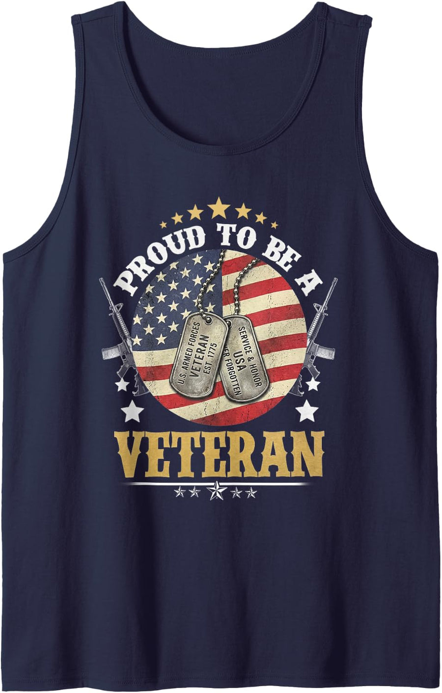 Proud Be A Veteran of The USA Veteran Veterans Day-Patriotic Sleeveless Tank Top - Navy Blue