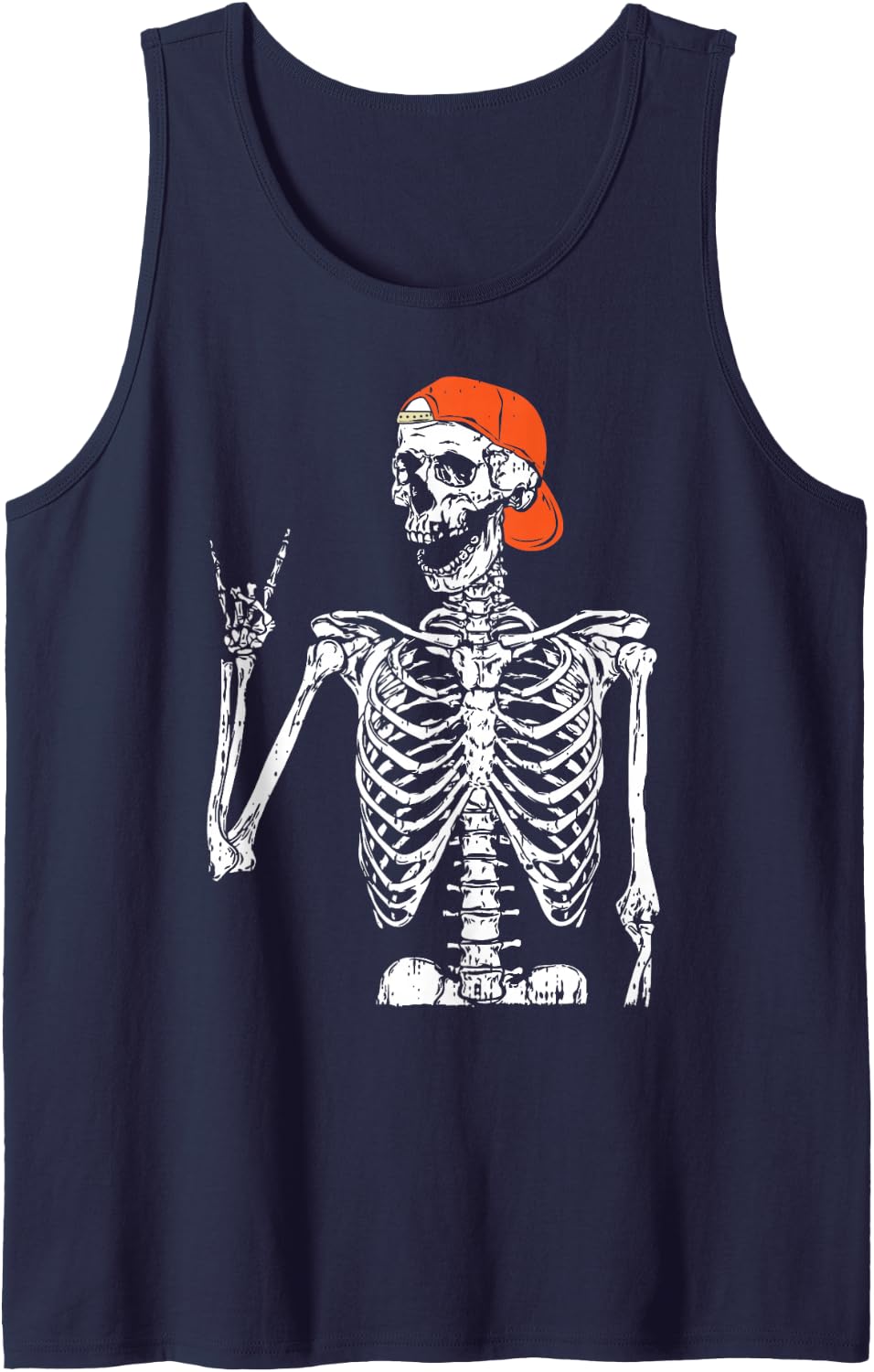 Rocker Skeleton Hand Rock On Costume Funny Tank Top - Navy Blue