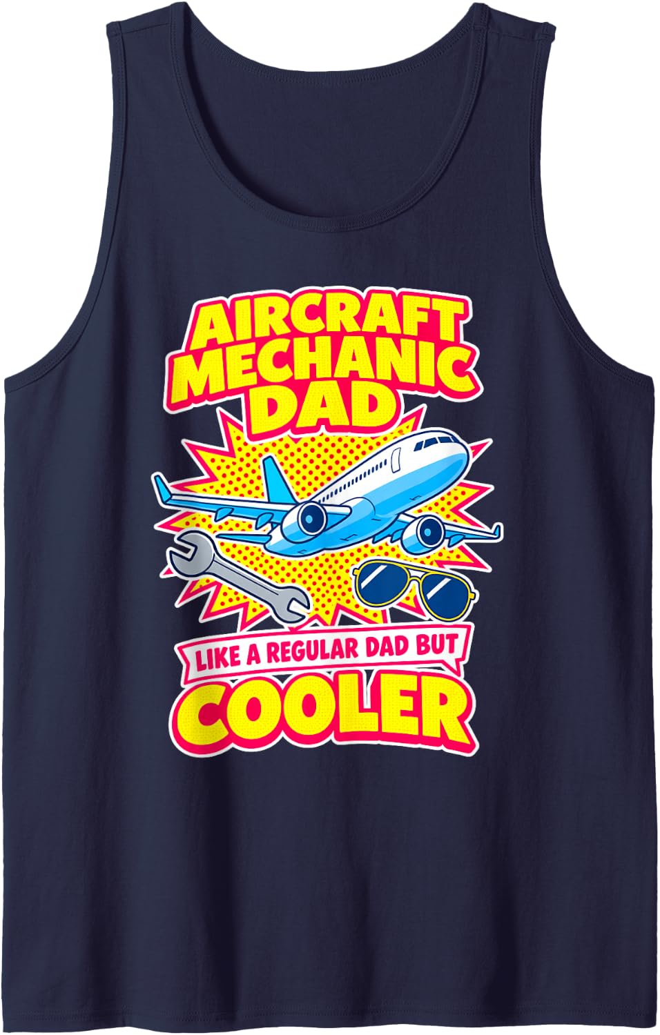 Maintenance Plane Aircraft Technician Aircraft Mechanic Dad Sleeveless Tank Top - Navy Blue