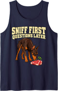 Doberman Sniff First Questions Later Pet Parent Fans Sleeveless Tank Top - Navy Blue