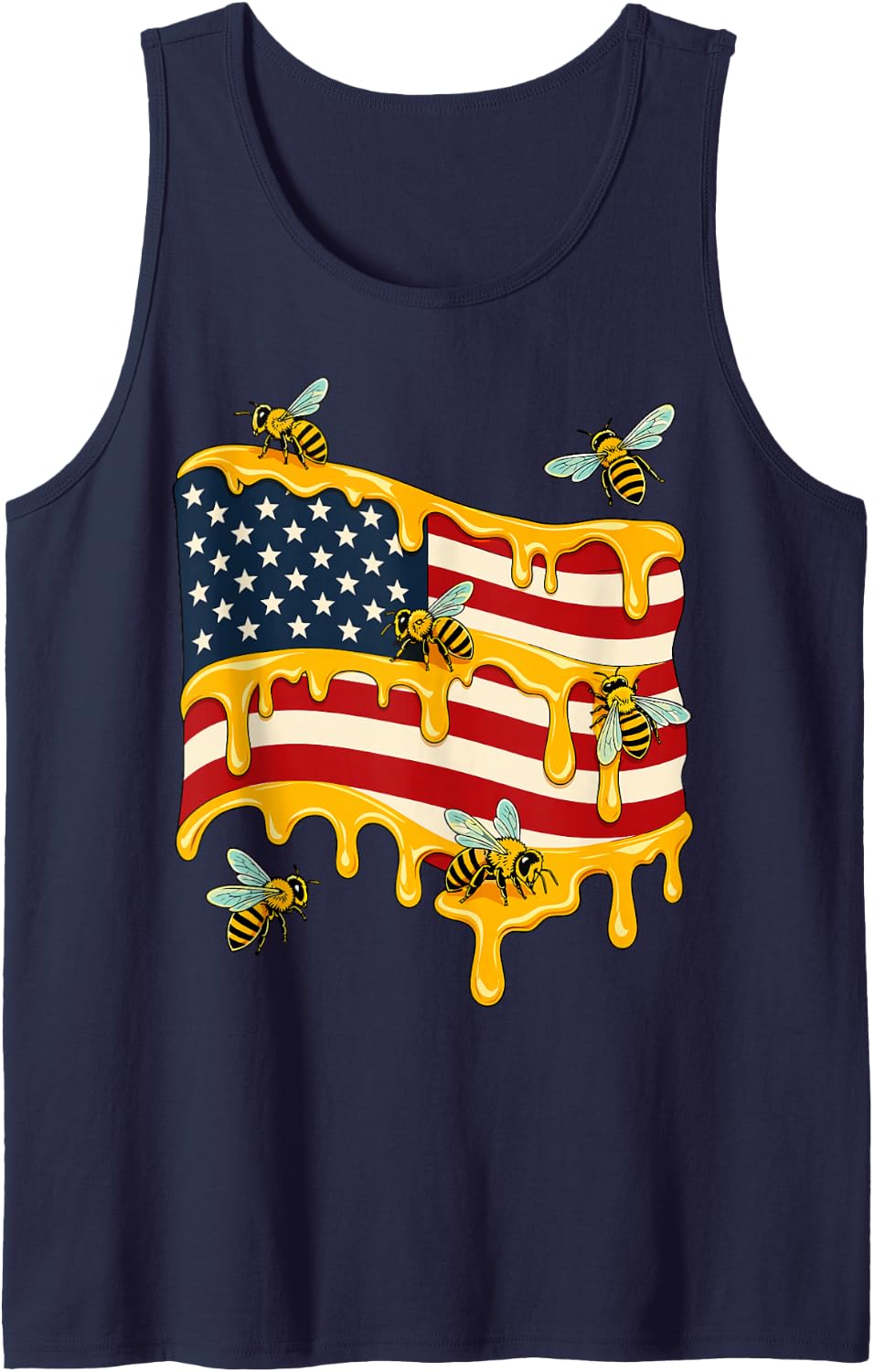 American Beekeeper Honey Beekeeping USA Apiary Sleeveless Tank Top - Navy Blue