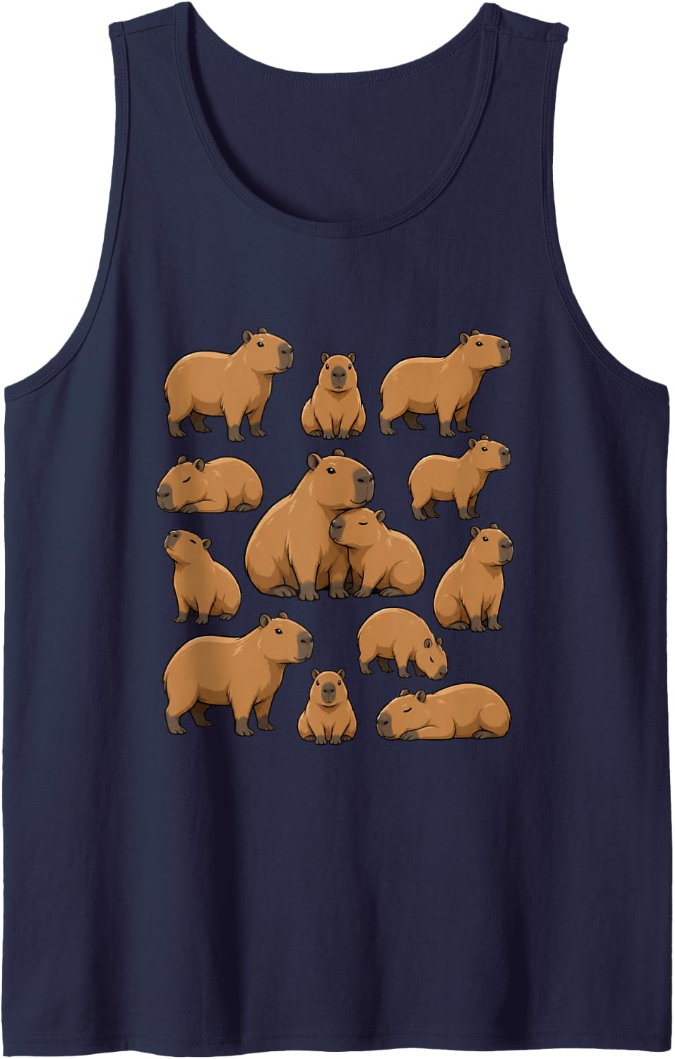 Cute Capybaras Sleeveless Tank Top - Navy Blue
