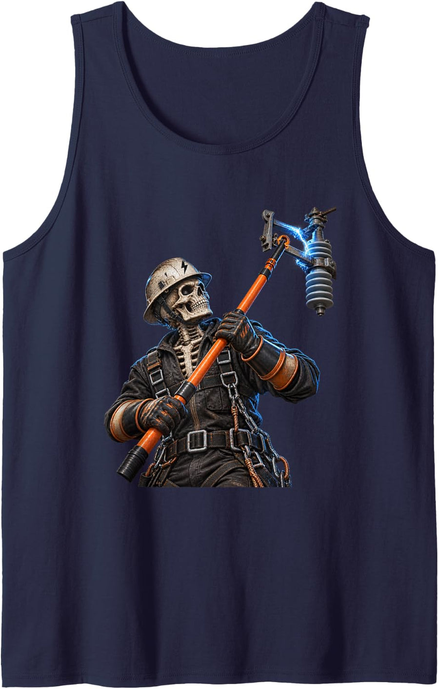 Lineman Design for Lineworkers and Lineman Sleeveless Tank Top - Navy Blue