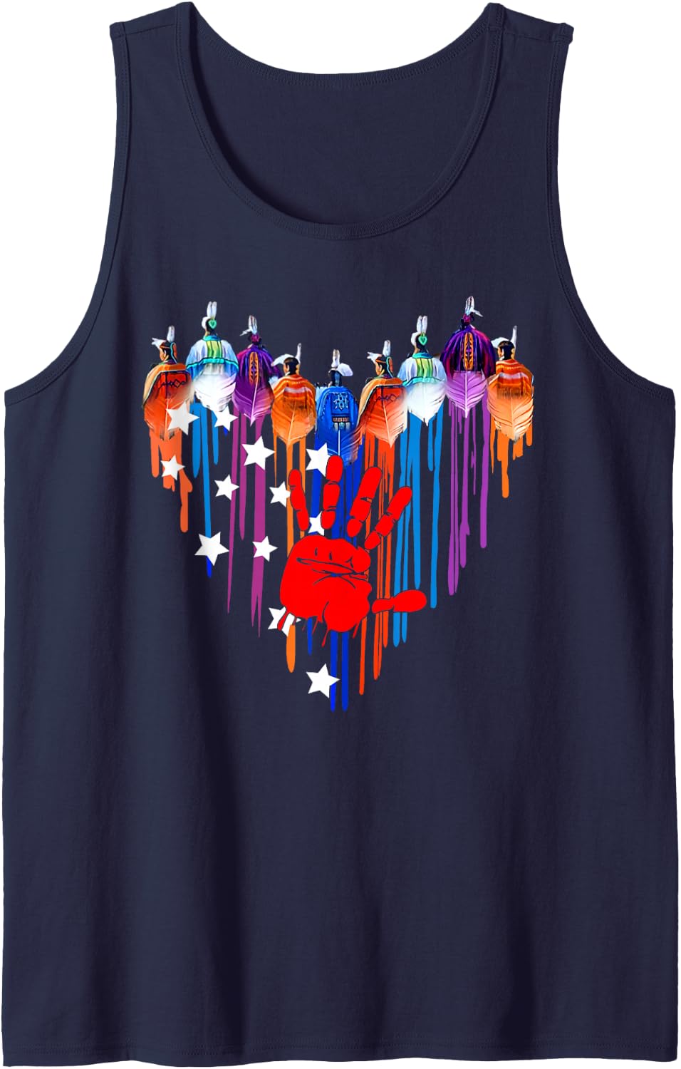 Native Americans Heart Strong Resilent No More Stolen Sister Tank Top - Navy Blue