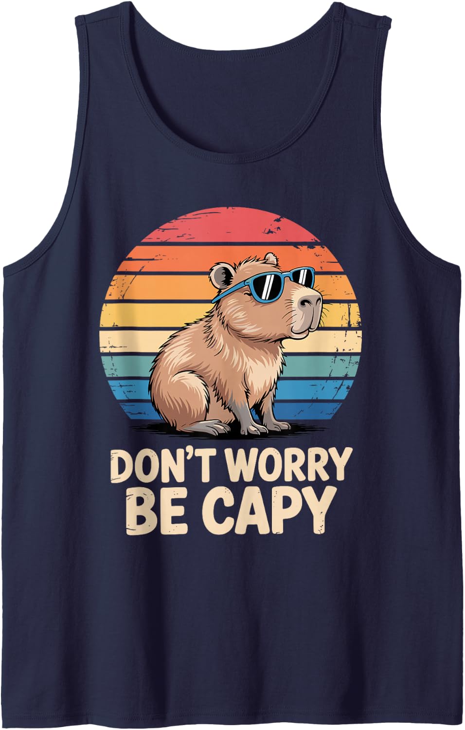 Funny Capybara Art for Men Women Kids Capy Rodent Capybara Sleeveless Tank Top - Navy Blue