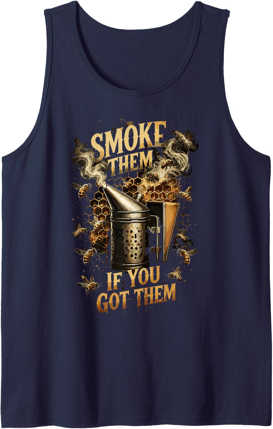 Beekeeping Honey Honeycomb Bees Beekeeper Sleeveless Tank Top - Navy Blue