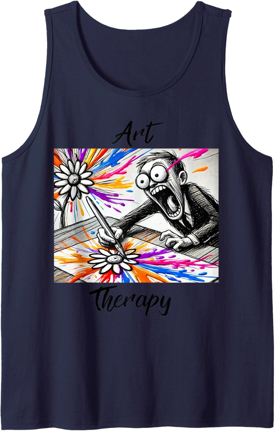 Therapy Threads Sleeveless Tank Top - Navy Blue
