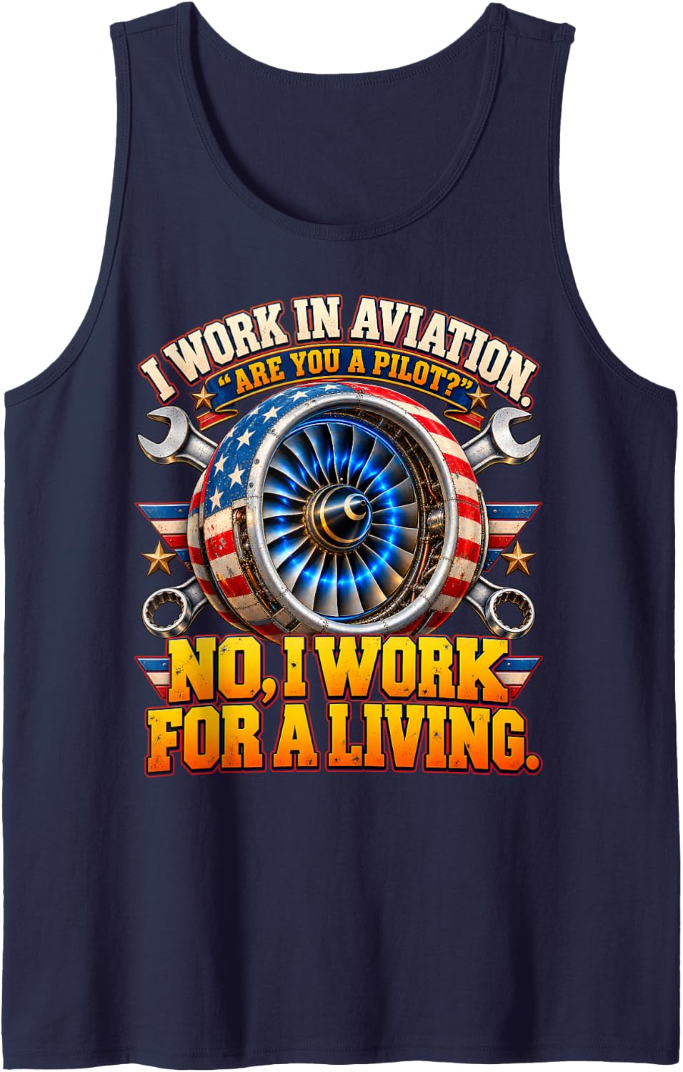 I Work in Aviation are You A Pilot No I Work for A Living Sleeveless Tank Top - Navy Blue