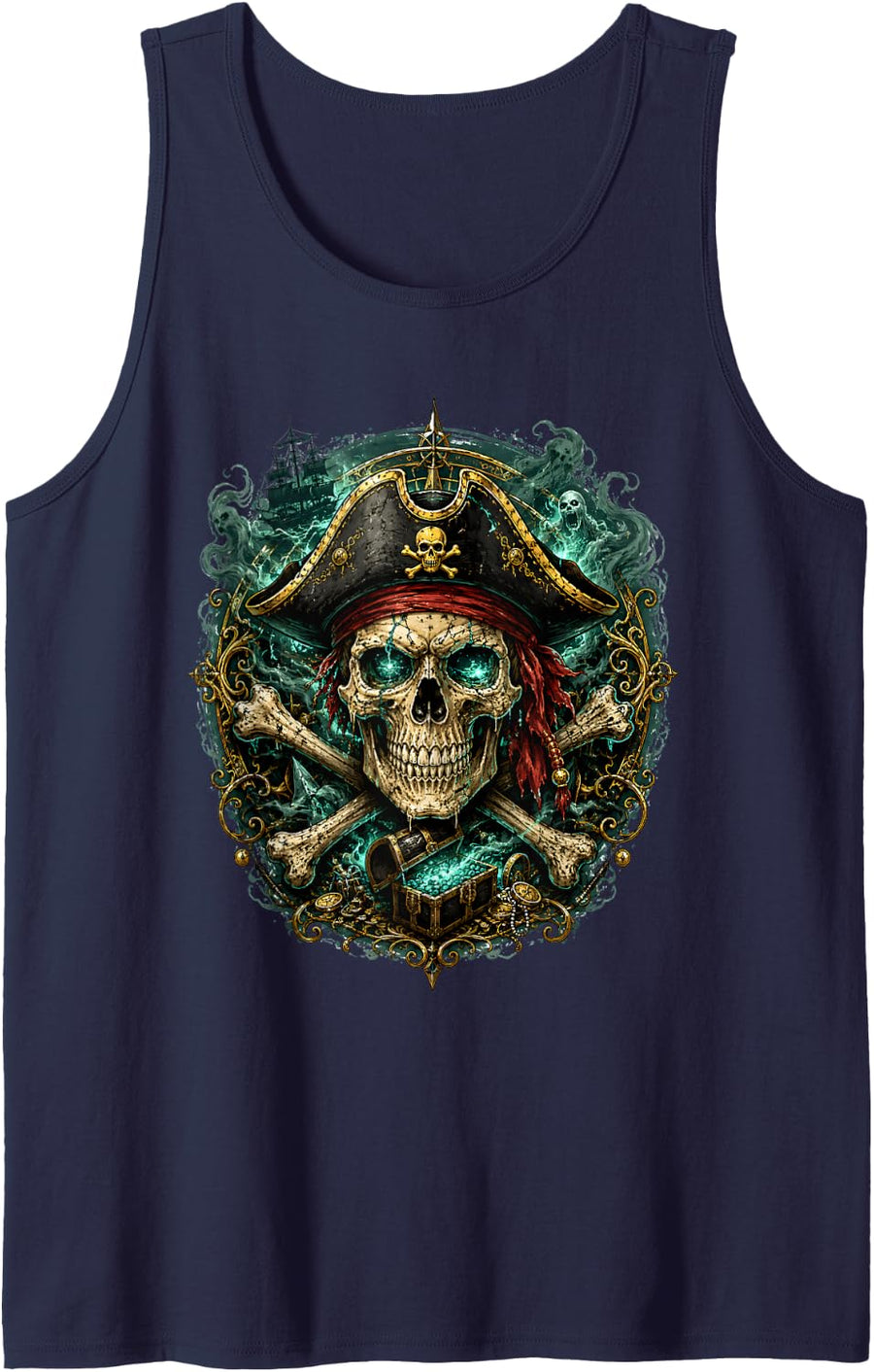 Gothic Sleeveless Tank Top - Navy Blue