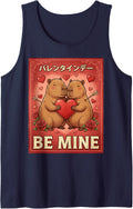 Capybara Valentine Japanese Valentine's Day Sleeveless Tank Top - Navy Blue