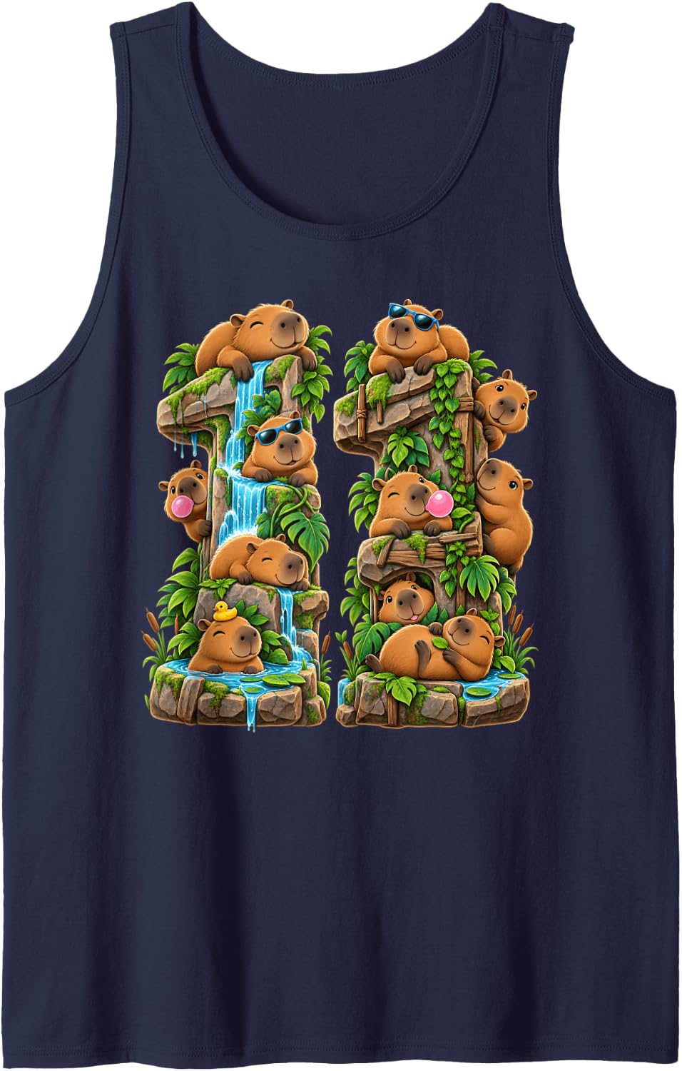 Capybara 11th Birthday Cappy Birthday Funny Capybara Lover Sleeveless Tank Top - Navy Blue