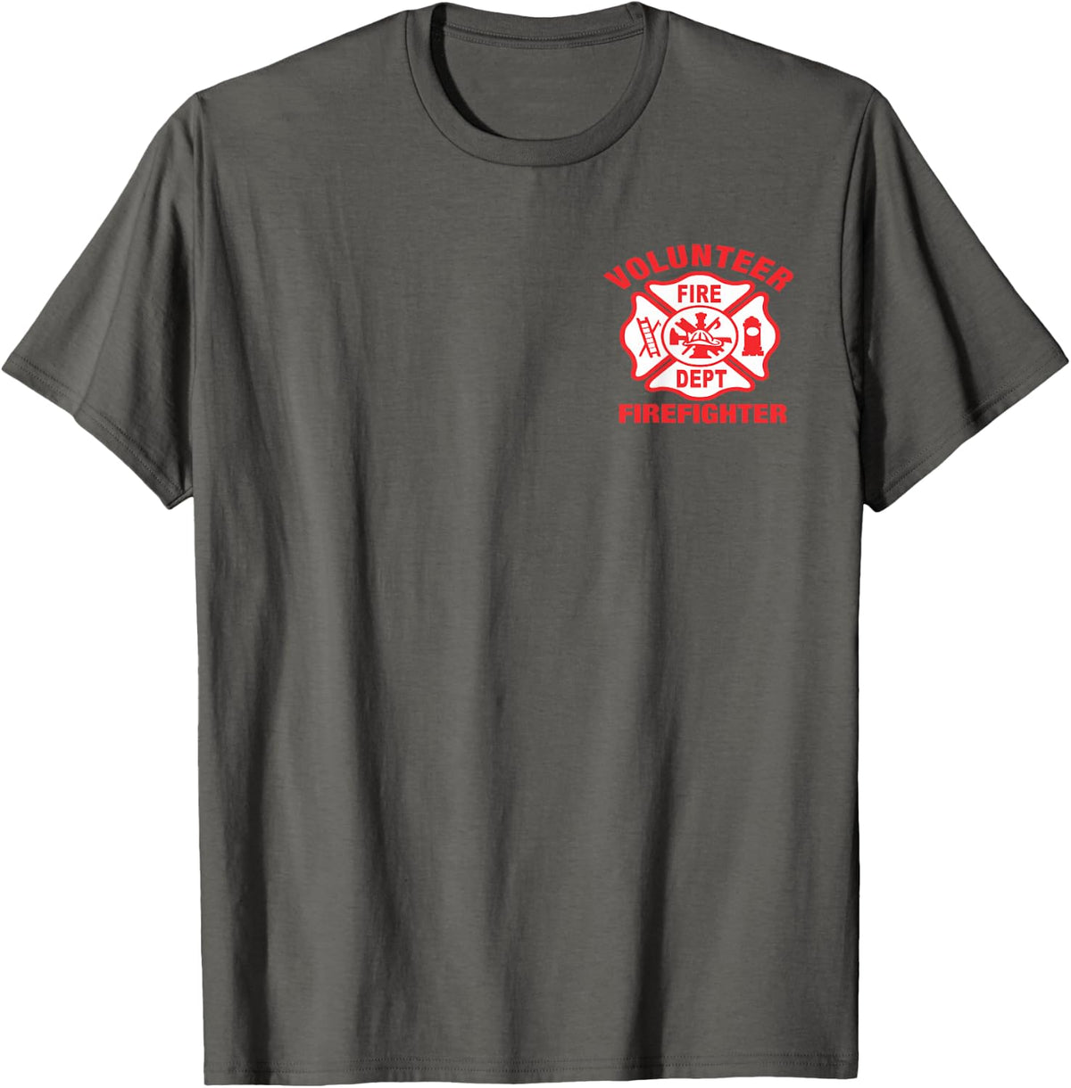 Volunteer Firefighter Fire Dept Logo T-Shirt - Asphalt Grey