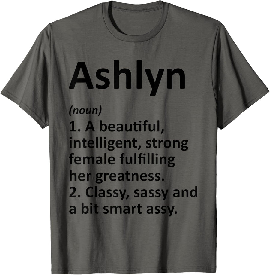 ASHLYN Definition Personalized Name Funny Christmas Gift T-Shirt - Asphalt Grey