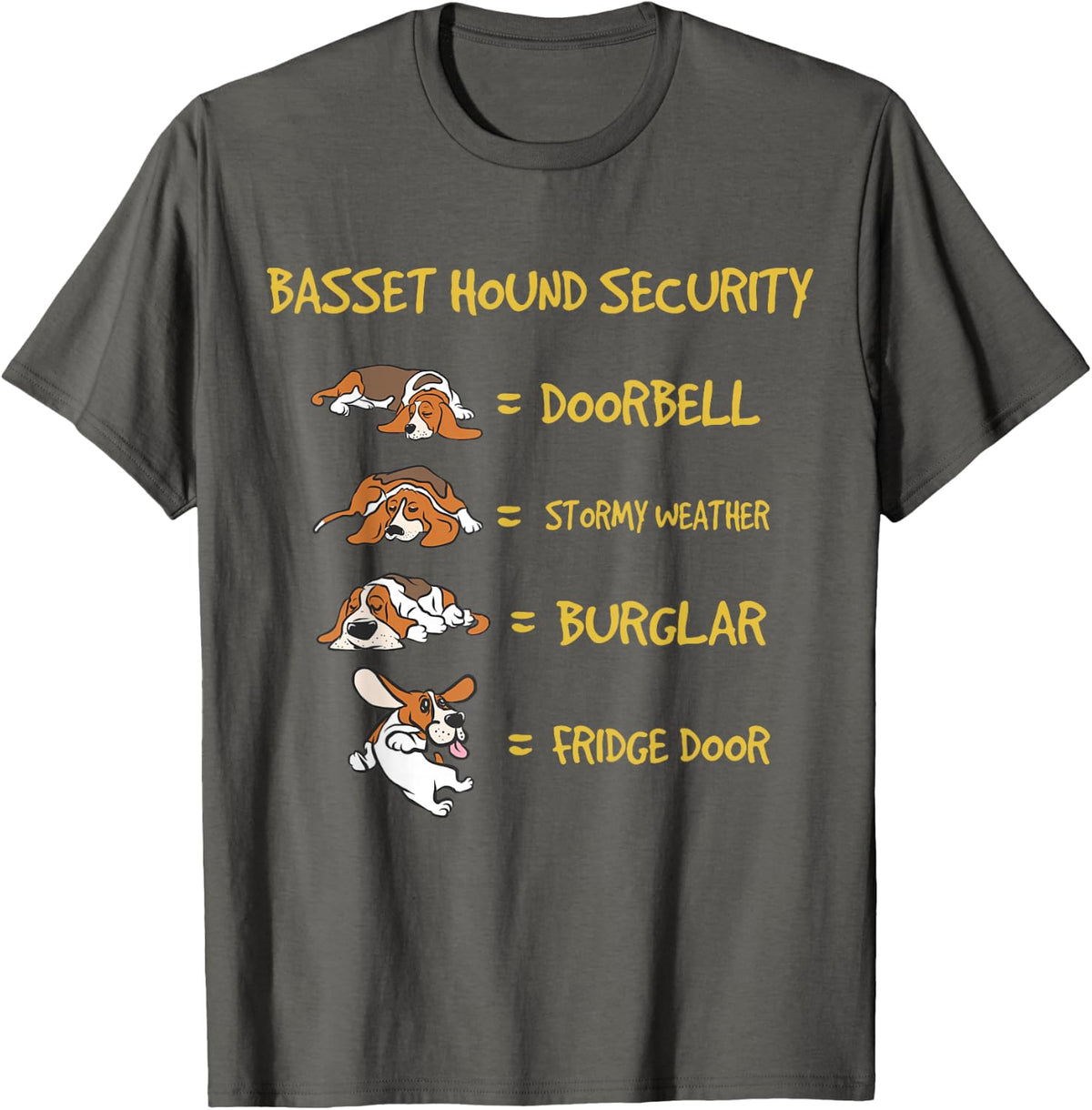 Basset Hound Security Gifts Funny Costume for Men Clothing T-Shirt Small - Asphalt Grey