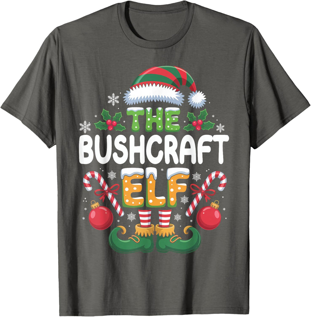 The Bushcraft Elf Matching Family Christmas T-Shirt - Asphalt Grey