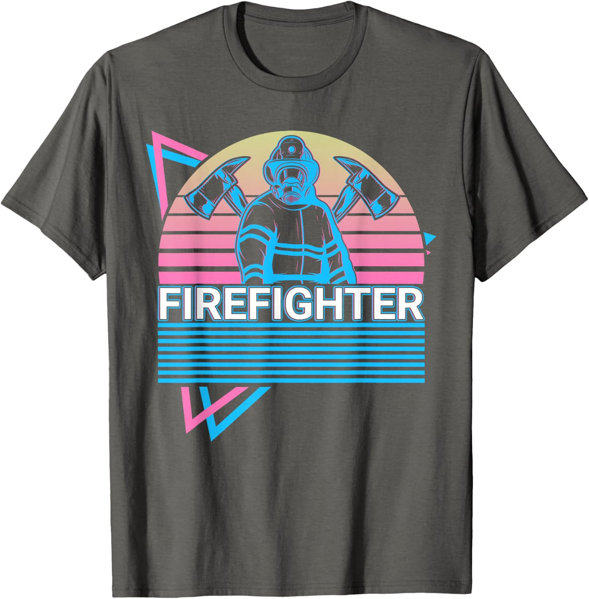 Firefighter Firefighting Fireman Retro T-Shirt - Asphalt Grey