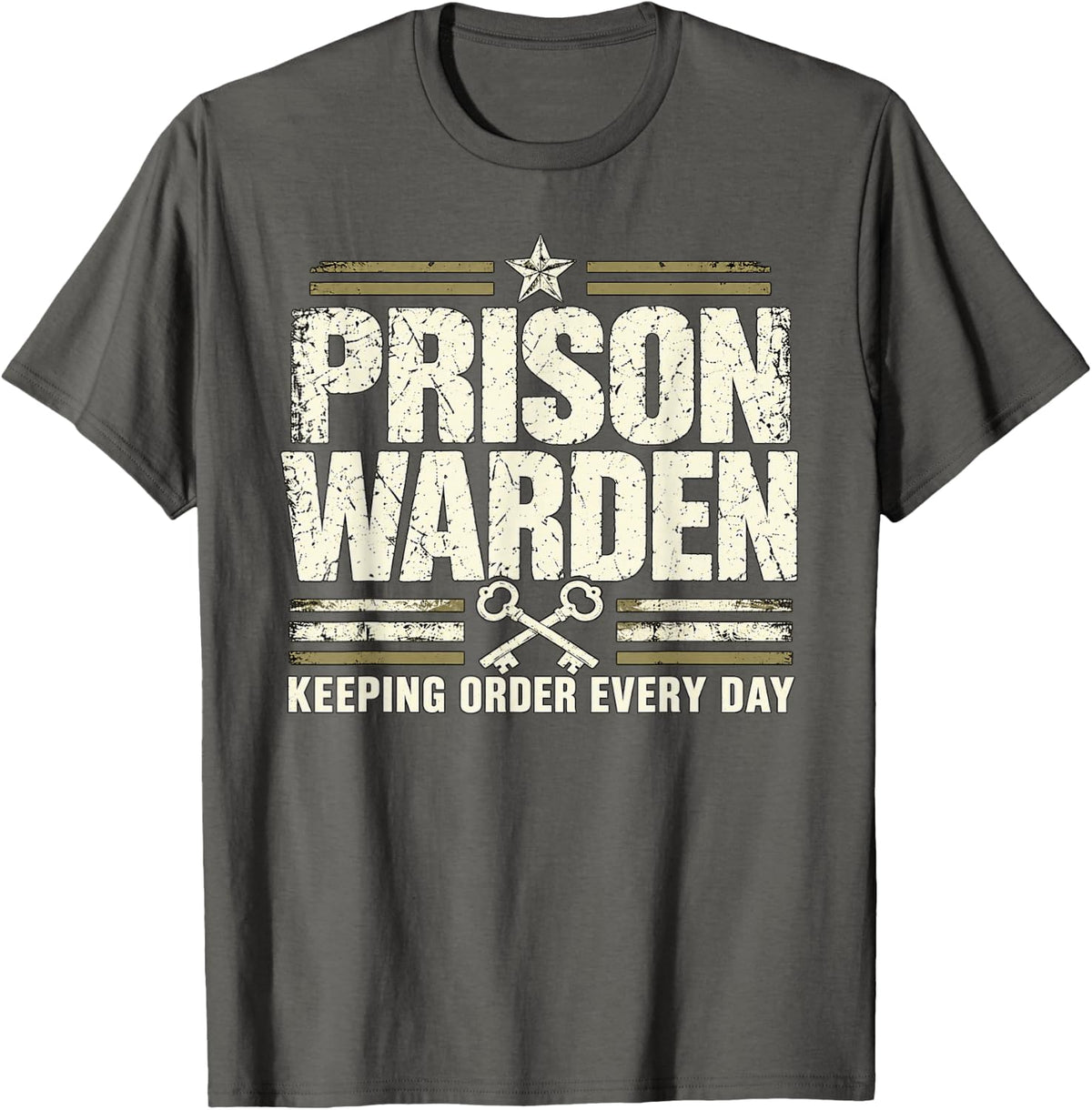 Vintage Prison Warden Keeping Order T-Shirt - Asphalt Grey