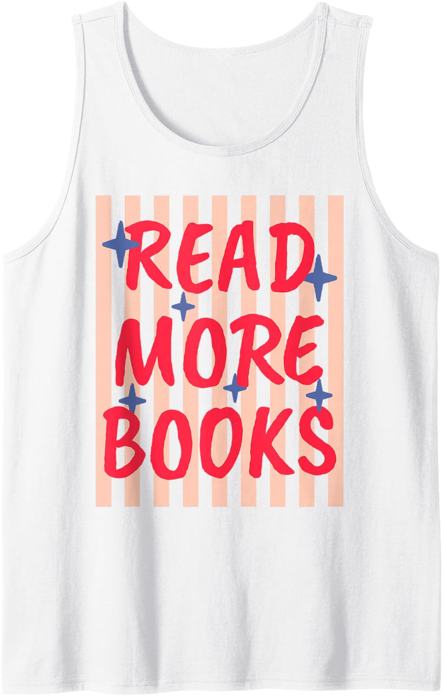 Read More Books Trendy Retro Striped Literature Teacher Sleeveless Tank Top - White