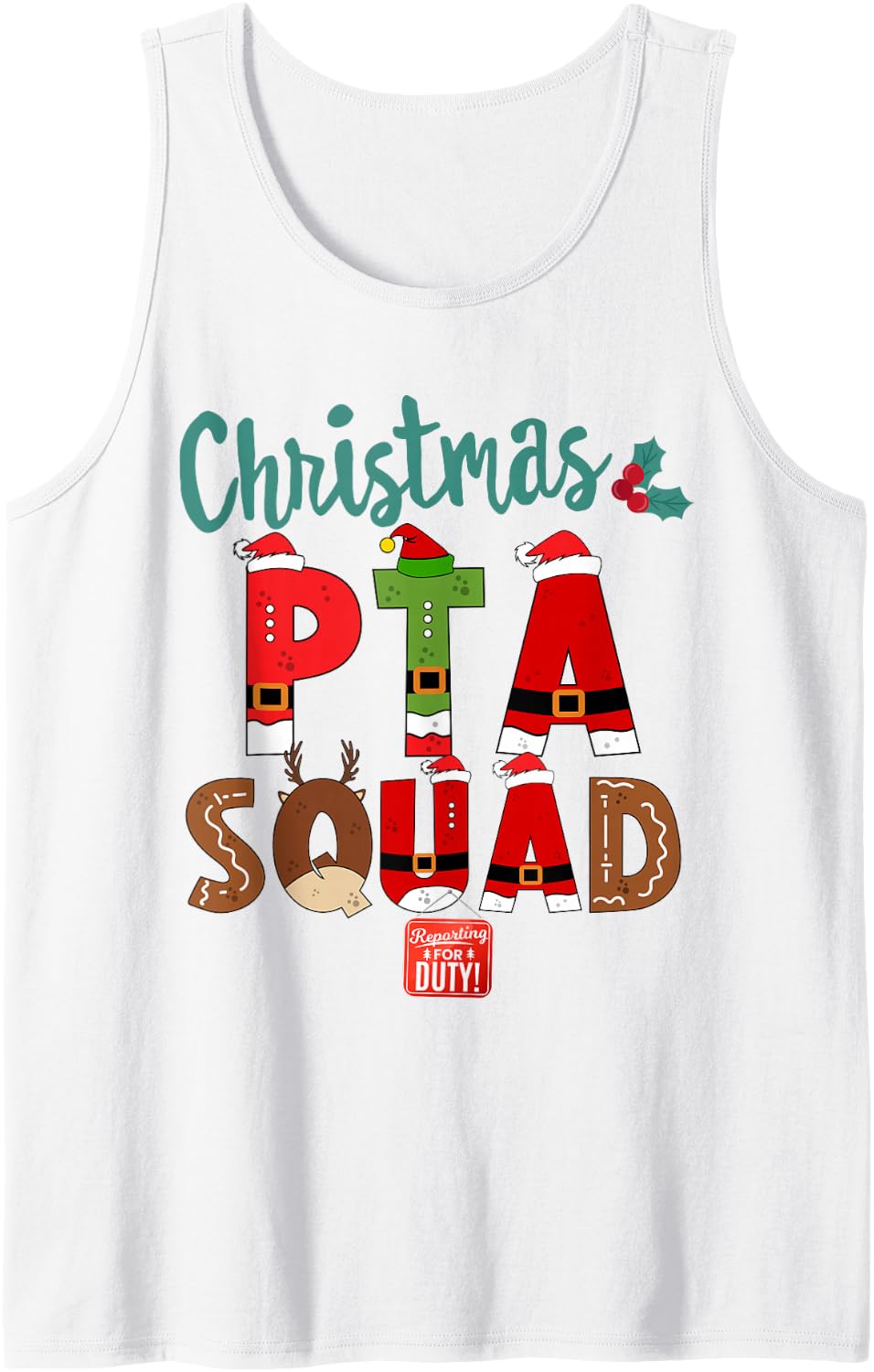 Retro Christmas PTA Squad Nurses Team PT Assistant Squad Sleeveless Tank Top - White