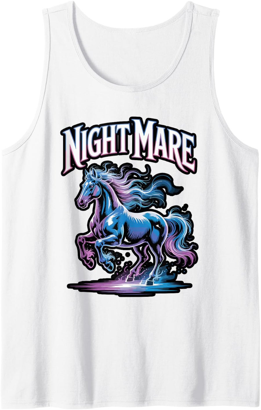 Night Mare Ghost Horse Halloween Pun Sleeveless Tank Top - White