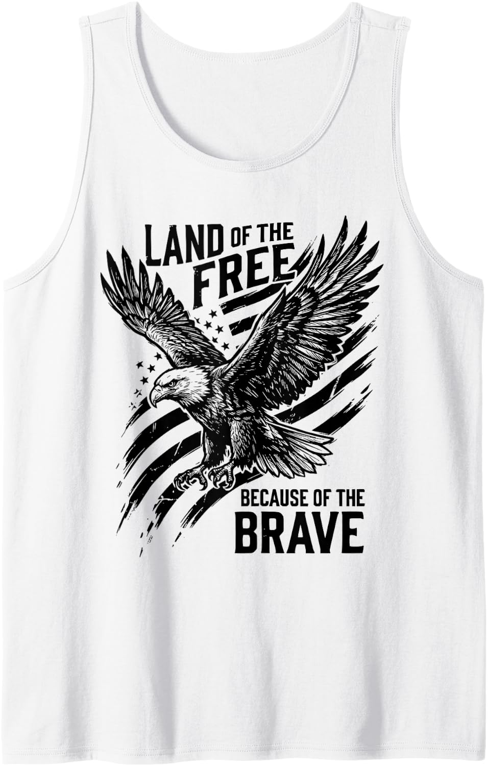 Land of the Free Because of the Brave, Patriotic Veteran Tank Top - White