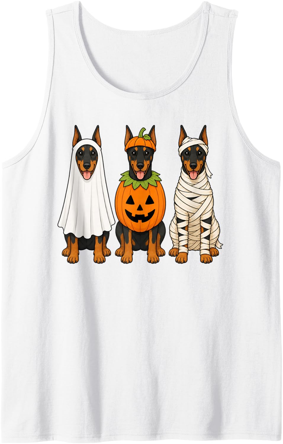 Spooky Doberman Pumpkin Ghost Halloween Dobie Dog Lover Tank Top - White