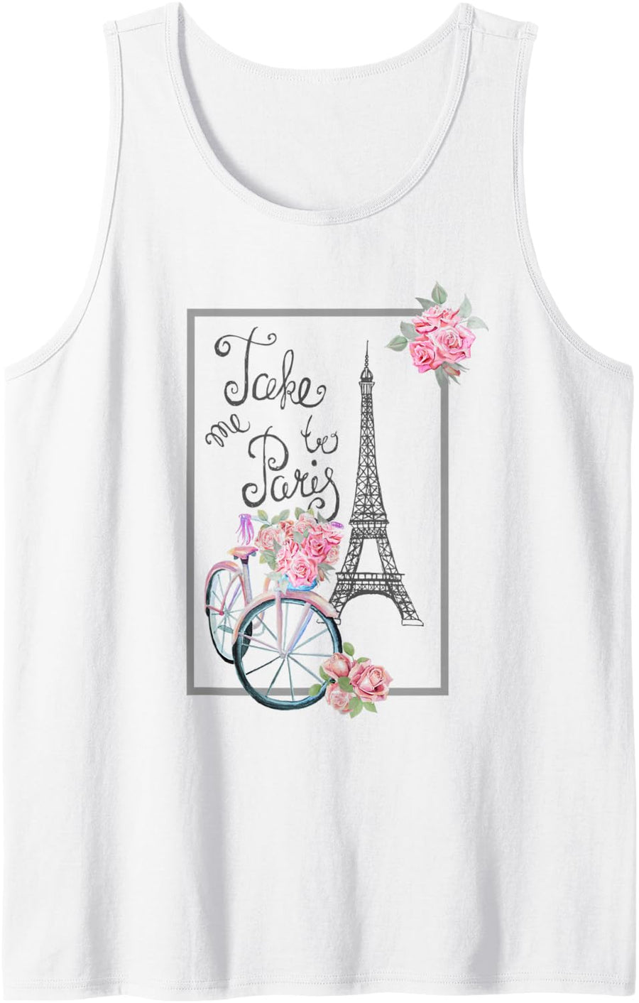 Take me to Paris Eiffel Tower, Love Paris, French gift Tank Top - White
