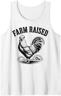Farm Raised Rooster Rural Roots Design Sleeveless Tank Top - White