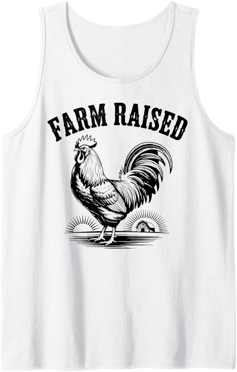 Farm Raised Rooster Rural Roots Design Sleeveless Tank Top - White