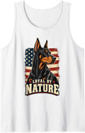 Vintage Doberman American Flag USA Patriotic Dog Lover Sleeveless Tank Top - White