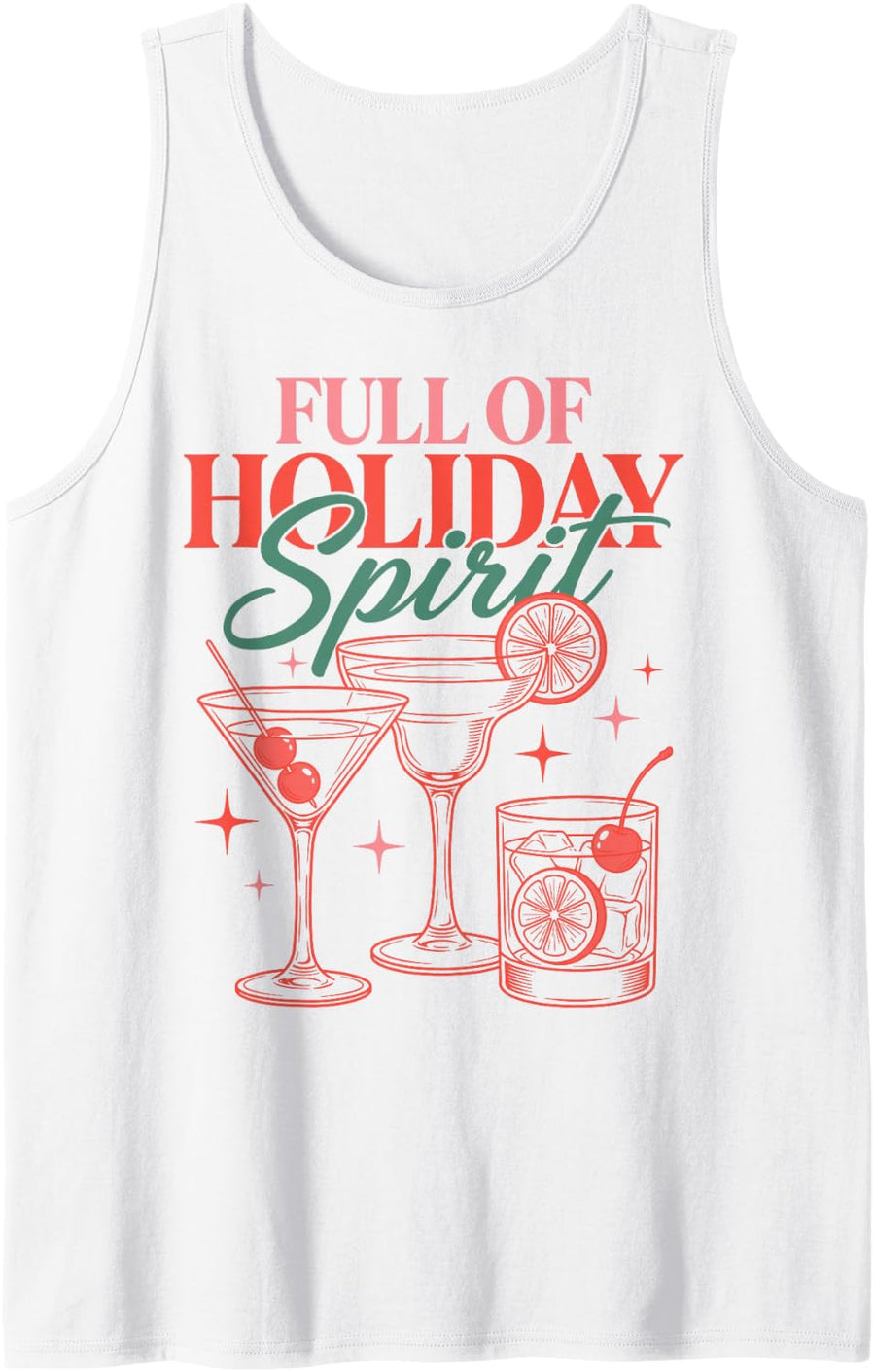 Full of Holiday Spirit Christmas Cocktail Party Apparel Sleeveless Tank Top - White