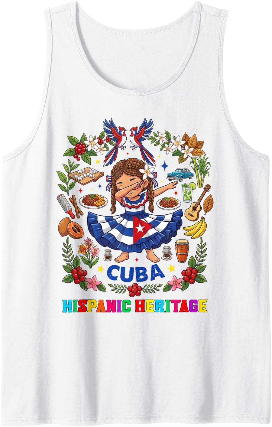 Cuba Hispanic Heritage Month Cubana for Girls Kids Toddler Sleeveless Tank Top - White