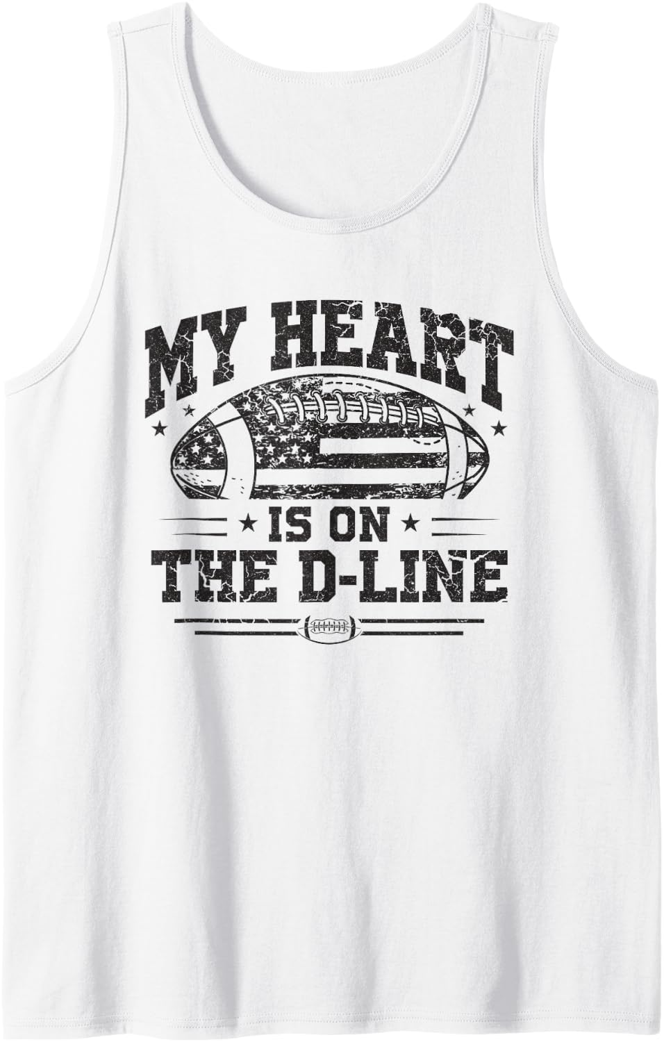 Offensive Lineman My Heart is On The D-Line Football Player Sleeveless Tank Top - White