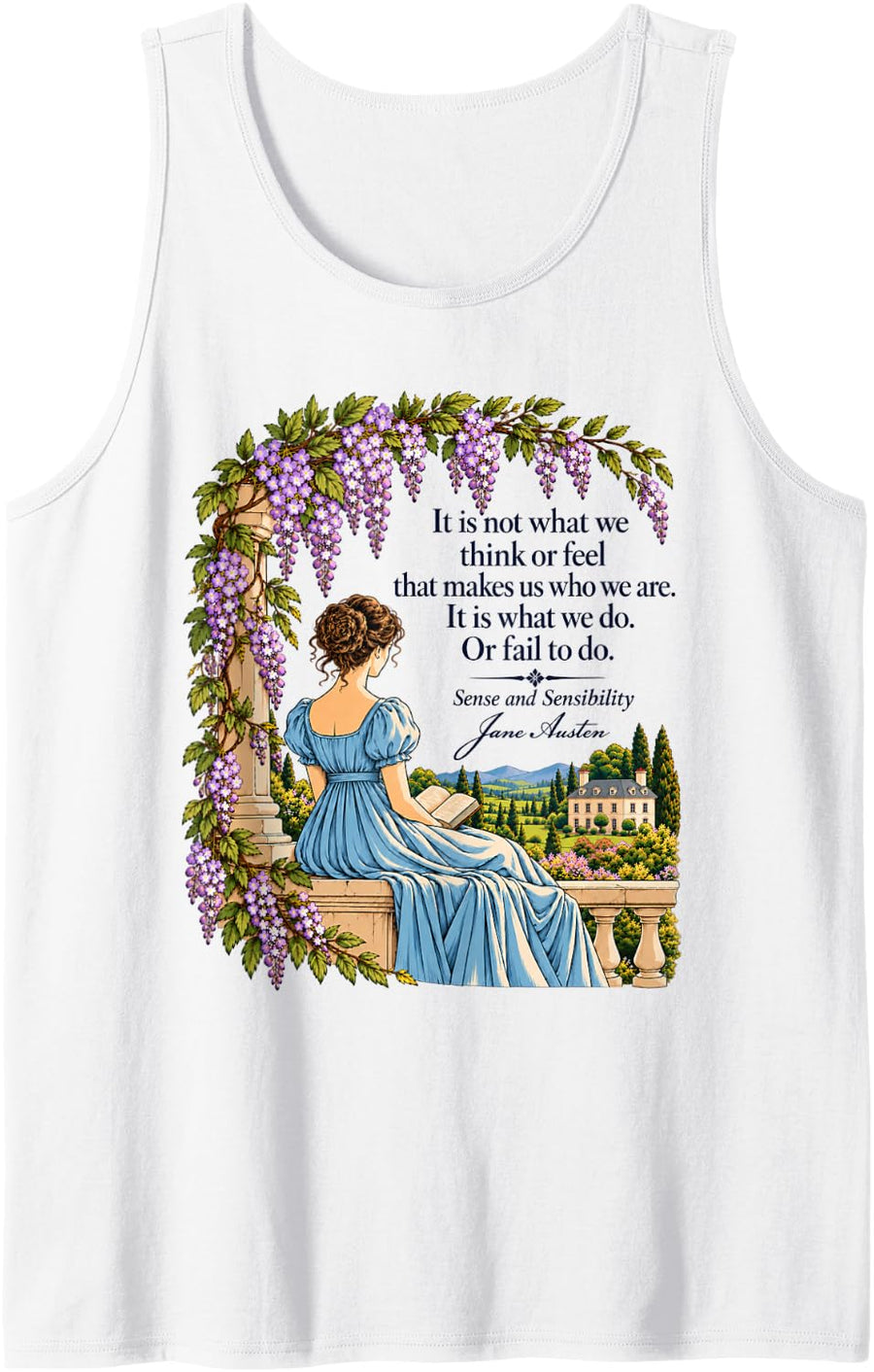 Jane Austen Sense and Sensibility Quote Classic Literature Sleeveless Tank Top - White