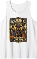 Doberman Witch Hat Creepy Dog Halloween Spooky Sleeveless Tank Top - White