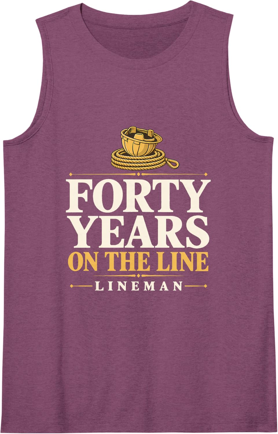 Forty Years on the Line Lineman Retired Lineman Line Work Sleeveless Tank Top - Purple
