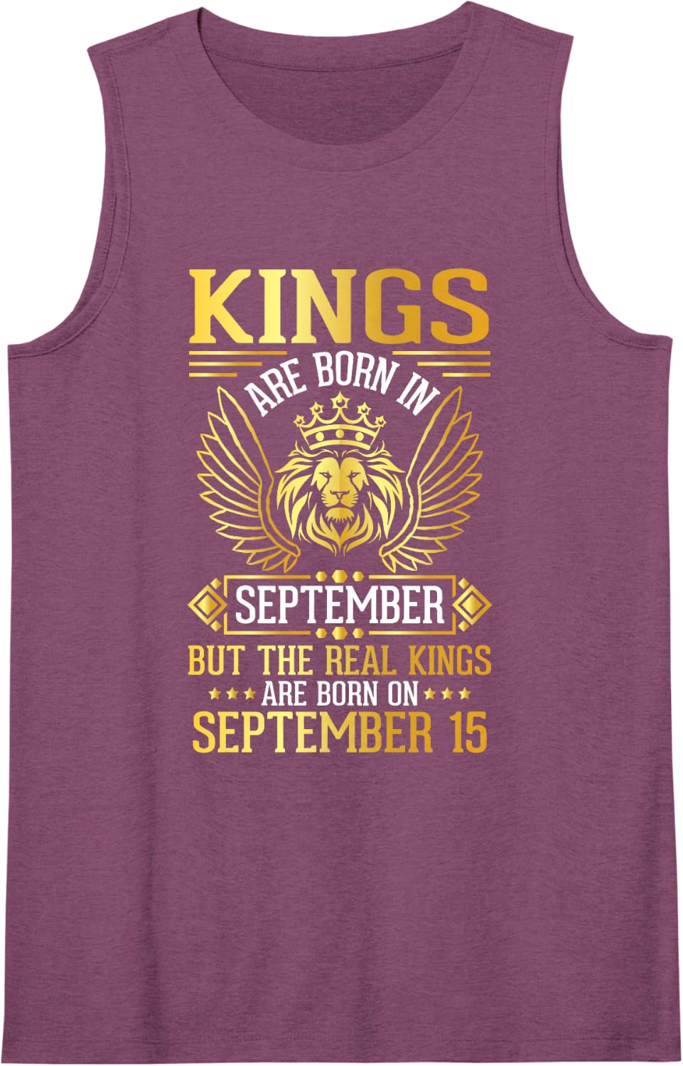 Kings are Born in Sept Real Kings are Born On September 15 Sleeveless Tank Top - Purple
