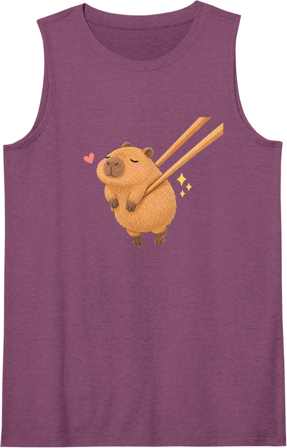 Capybara Chopsticks Funny Capybara Lover Asian Food Fan Sleeveless Tank Top - Purple