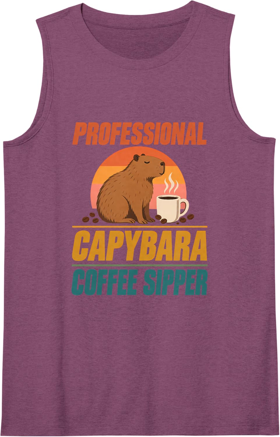 Professional Capybara Coffee Sipper Capybara Coffee Lover Sleeveless Tank Top - Purple