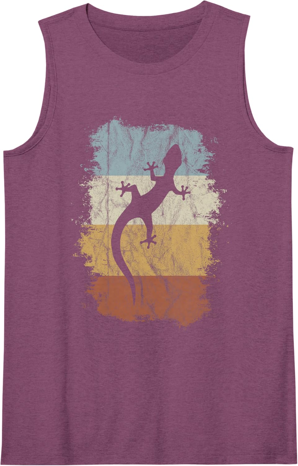 Vintage Reptile 80s Retro Gecko Silhouette Lizard Sleeveless Tank Top - Purple