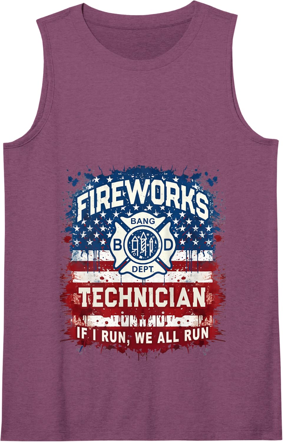 Patriotic FIREWORKS TECHNICIAN Safety Specialist Pyro Tank Top - Purple