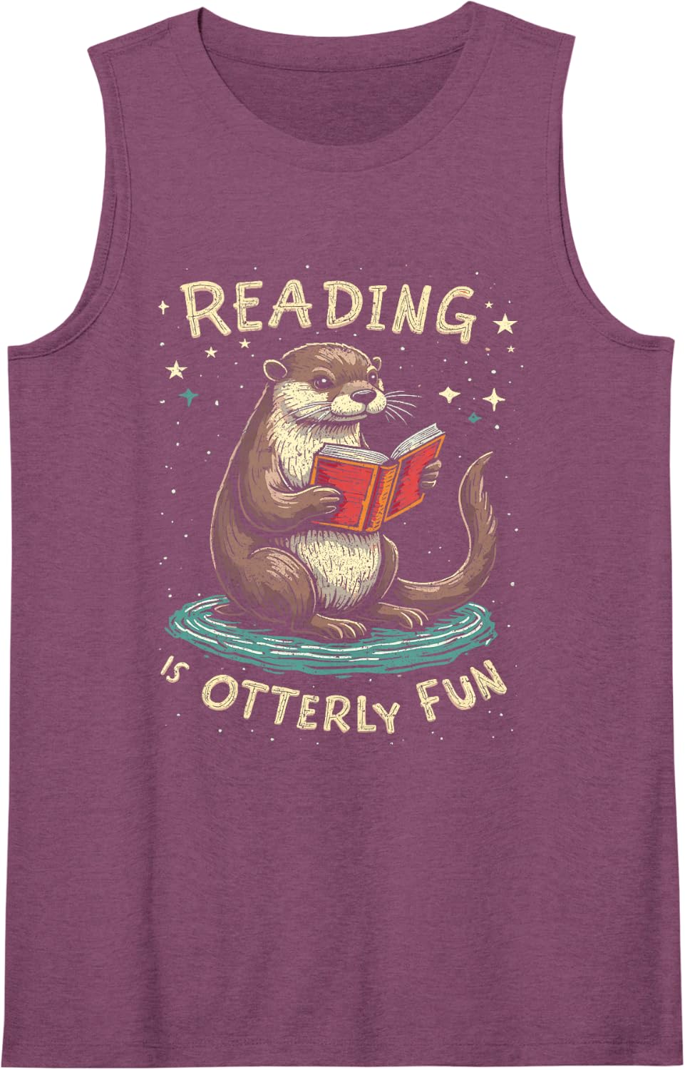 Otter Reading is Otterly Fun Sleeveless Tank Top - Purple