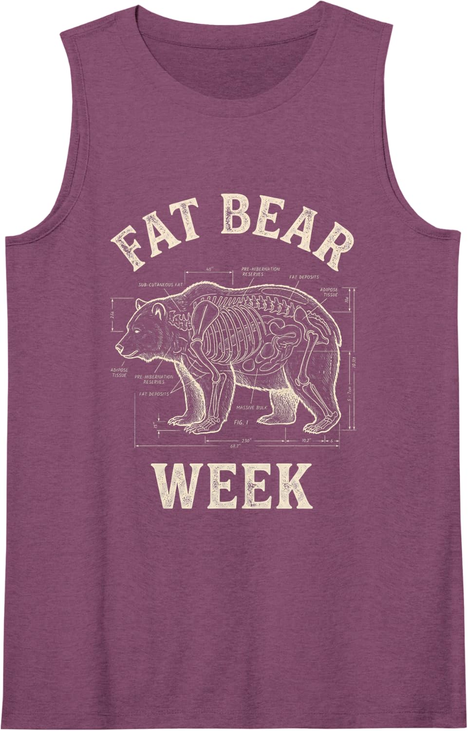 Camping Fat Retro Bear Week Funny Bear Vintage Anatomy Art Sleeveless Tank Top - Purple