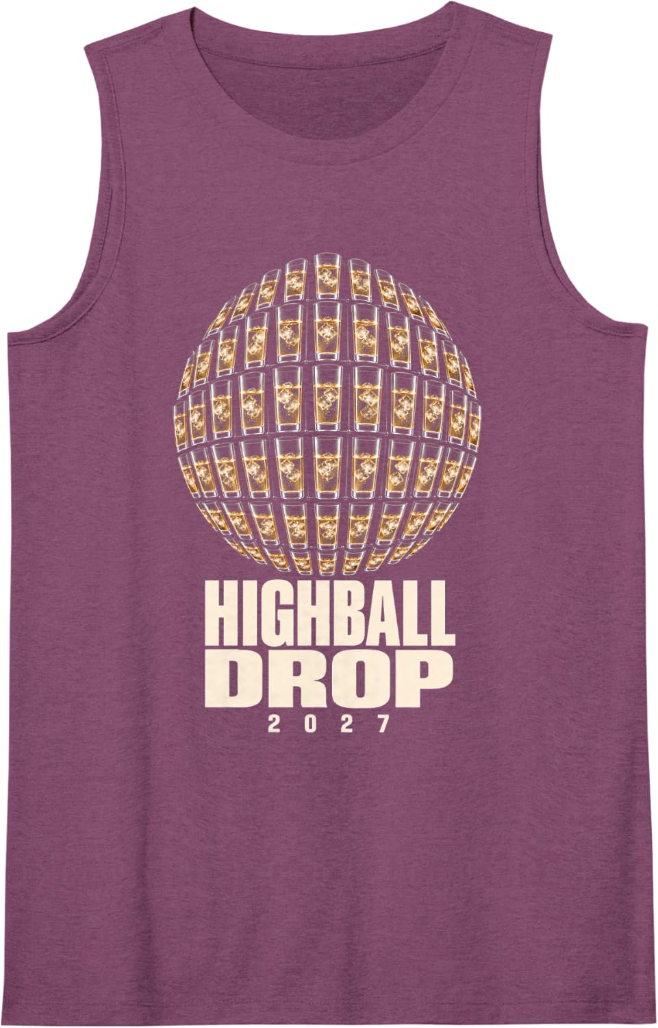 2027 New Years Eve NYE Ball Drop Whiskey Party Celebration Sleeveless Tank Top - Purple