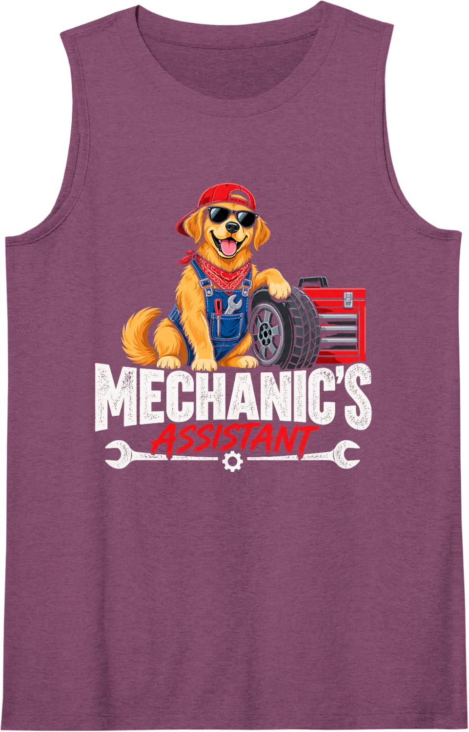 Mechanic Dog Assistant Auto Repair Helper Sleeveless Tank Top - Purple