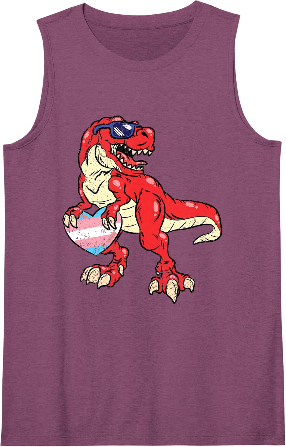 Dinosaur Heart Transgender Cute Pride Flag LGBT-Q Trex Sleeveless Tank Top - Purple